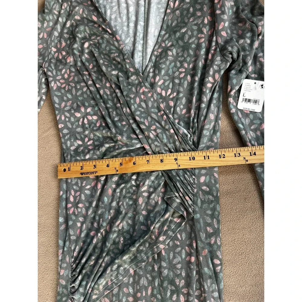 NEW Free People Shayla Floral LS Faux‎ Wrap Midi Dress Mint Combo Women Large
